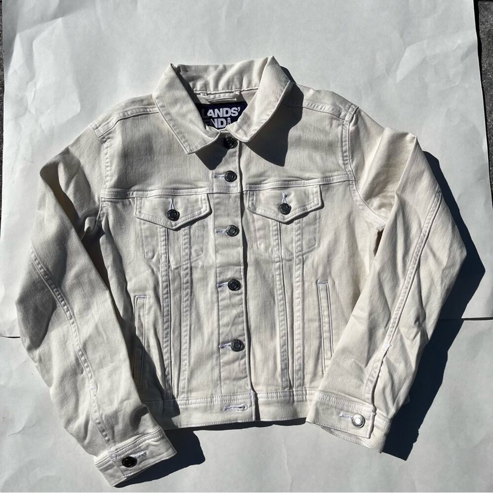 Lands’ End Denim Trucker Jacket White Preppy Classic Women's Size Small NWT